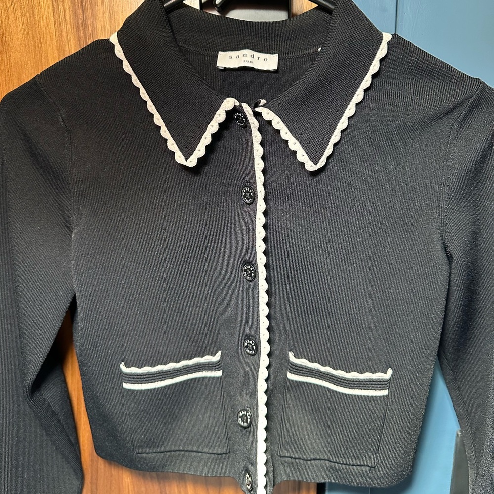SANDRO cropped cardigan long sleeves, great condition, size S
